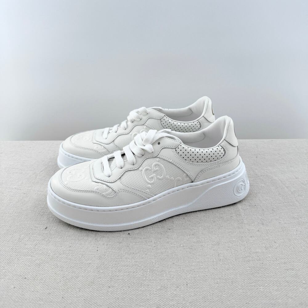 NWOT Gucci Deli GG Mesh Chunky Sole Low Top Sneakers White Women's EU 38.5